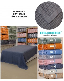 ETEHOMETEX HAVUZLU PİKE ÇİFT KİŞİLİK 220X240CM ANTRASİT 8696474231871